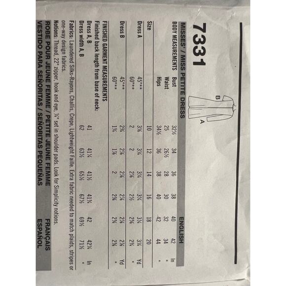 Simplicity 7331 Sewing pattern dress swing skirt 1990s size 10-20 - Picture 4 of 6